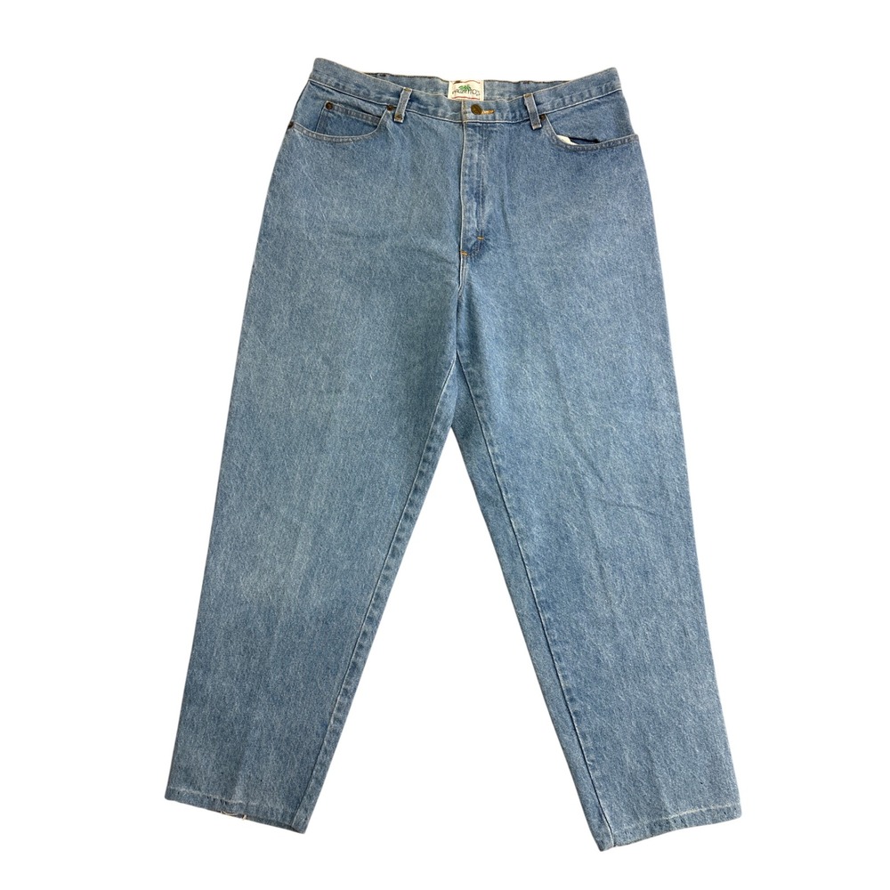 Vintage Palmettos Mens Light Wash High Waisted Tapered Leg Jeans Made in USA 36